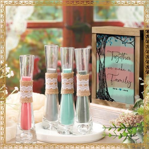 Wedding Unity Sand Ceremony Set with Wood Box and 4 Vases