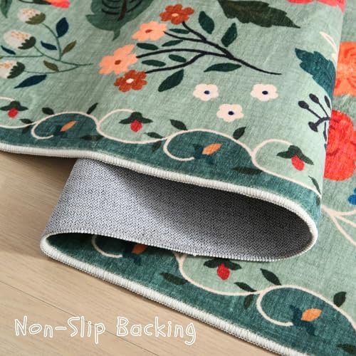 Boho Floral 3x5 Area Rug Non Slip Washable
