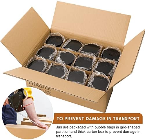 24 Pack 8oz Amber Glass Jars with Black Lids