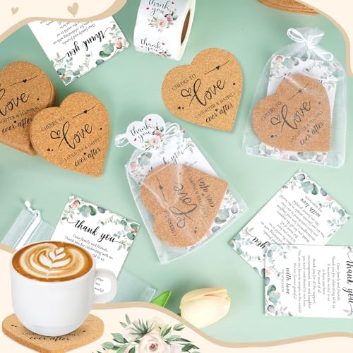 100 Set Heart Shaped Coasters Wedding Favors