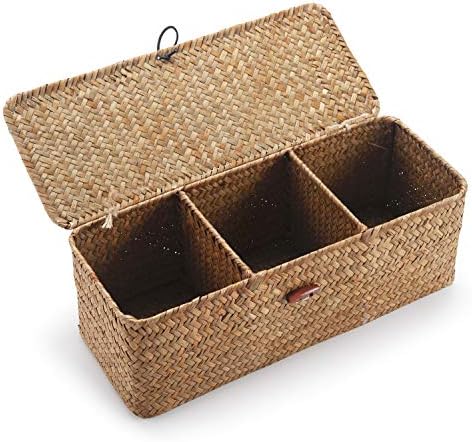 Seagrass StorageBasket with Lid and 3 Compartments