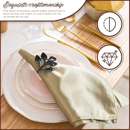 Uenhoy Leaf Napkin Rings Set of 20 Black Napkin Holders