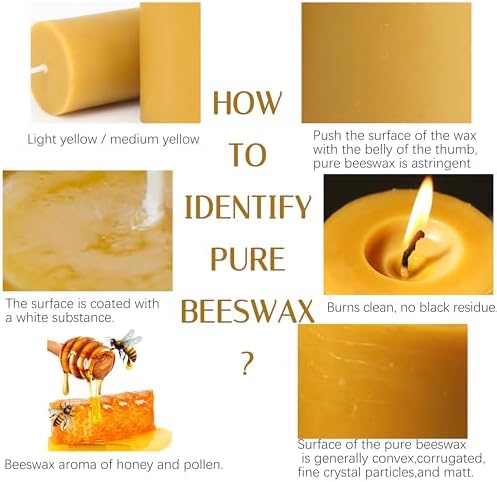 Natural Beeswax Candles 4 Pack with 140 Hours Burn Time