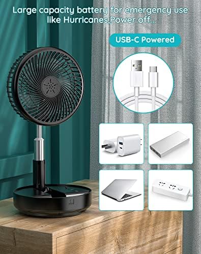 Primevolve Portable Oscillating Fan with USB and Remote 77 Inch Black
