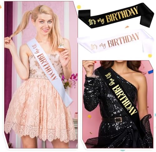 Birthday Sash 2 Packs for Women Girls Boys Party Favors