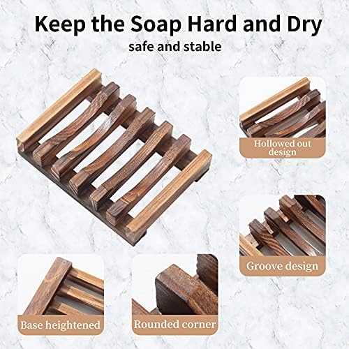 Vowupt Wooden Soap Dish Set of 2 for Bathroom