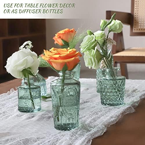 KAMJUNTAR Green Glass Bud Vase Set of 22