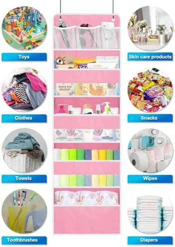 2 Pack Over Door Organizer with Clear Window and 4 Large Pockets