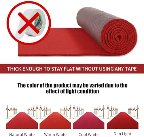 HOMBYS Extra Thick Red Carpet Runner 3x10 ft