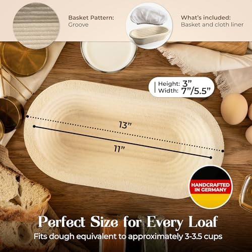 13 Inch Oval Wood Pulp Banneton Proofing Basket - 15LB Capacity