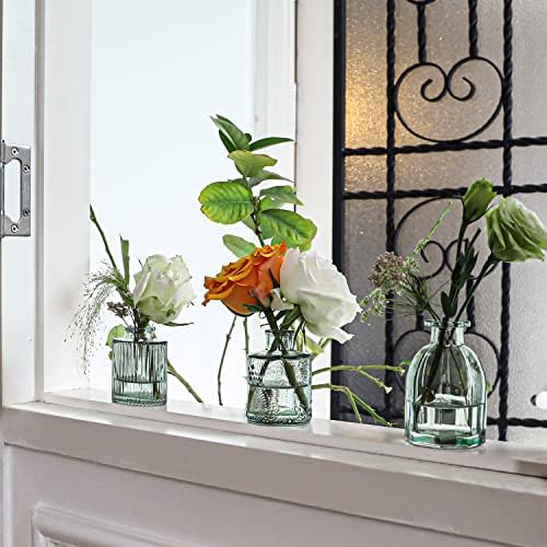 KAMJUNTAR Green Glass Bud Vase Set of 22