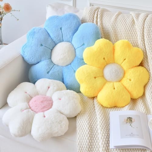 Yellow Daisy Flower Pillow Decorative Throw Cushion 15 Inches