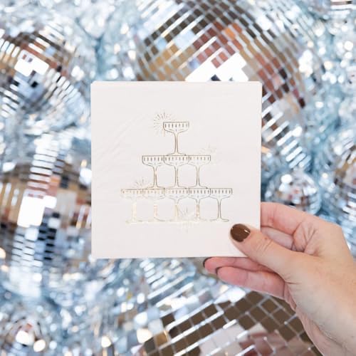 Champagne Tower Cocktail Napkins 5 Inch Folded 20 Pack