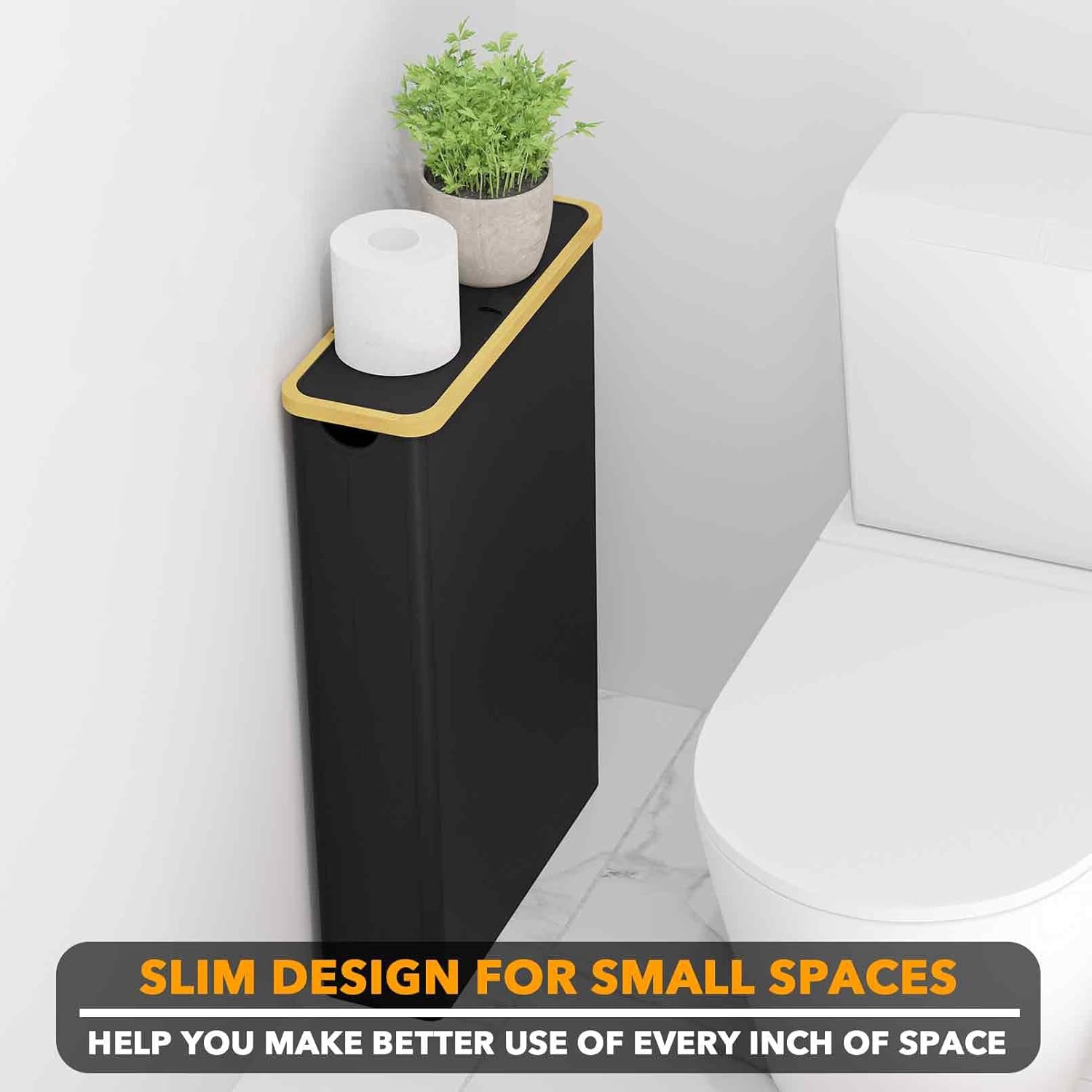 SpaceAid Extra Large Toilet Paper Storage with Lid Black