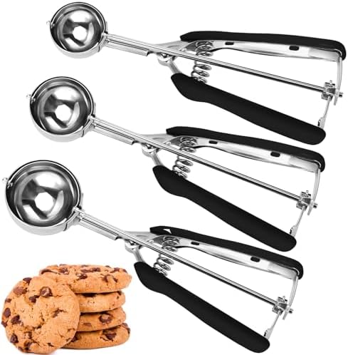 Cookie Scoop Set of 3 with Black Handles