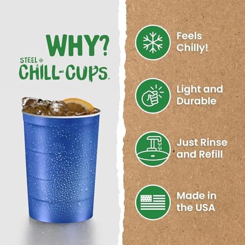 16 oz Steel Chill Cups Blue 12 Count