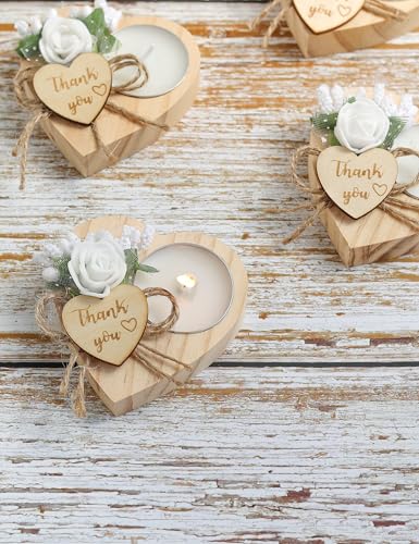 Wooden Tea Light Set with Heart Candle Holders 50 Pieces