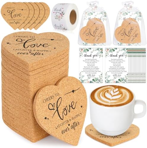 100 Set Heart Shaped Coasters Wedding Favors
