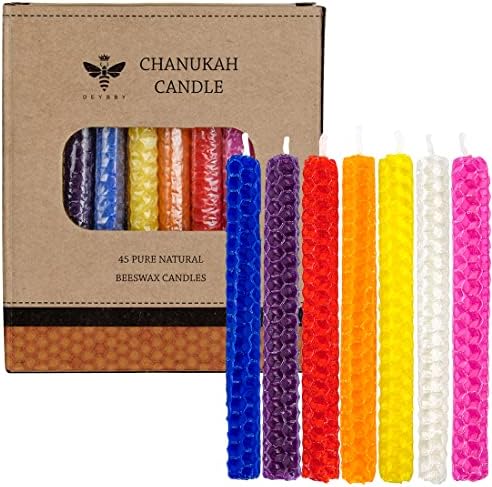 DEYBBY Honeycomb Beeswax Hanukkah Candles - 45 Piece Set