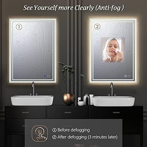 24x32 LED Bathroom Mirror with Anti-Fog and Touch Control