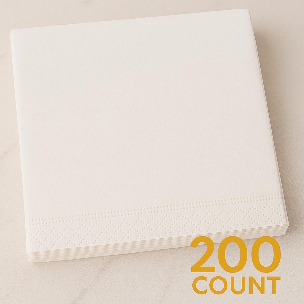 White Cocktail Napkins 200 Count 2-Ply Soft Absorbent