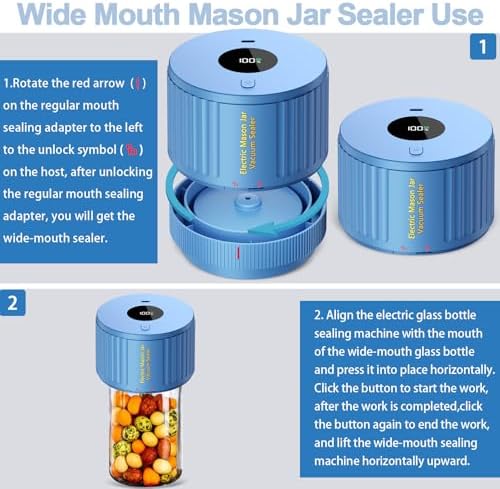 Electric Mason Jar Vacuum Sealer Kit - Blue