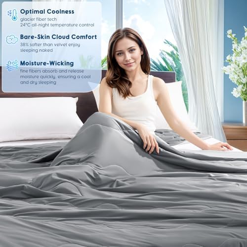 Gehtmnl Cooling Comforter Queen Size 90x90 Mist Light Grey