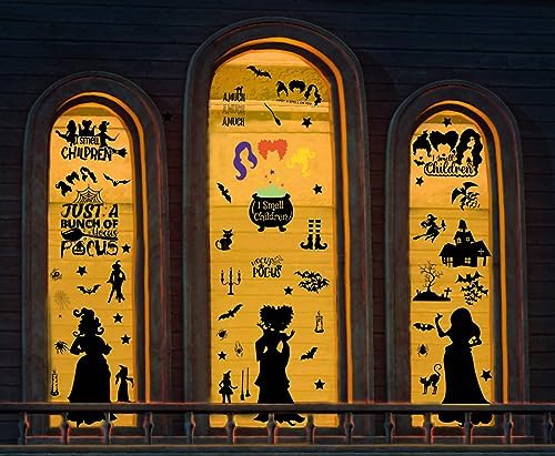 Hocus Pocus Halloween Window Clings Set 91pcs Double-Sided