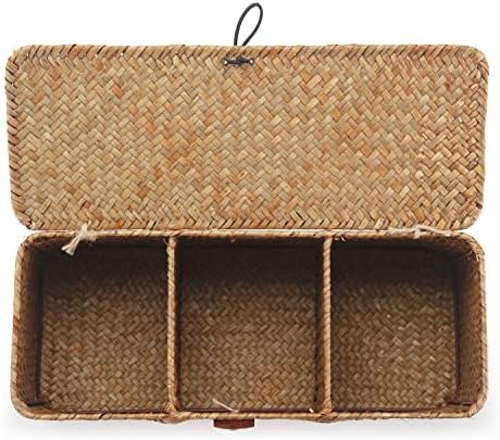 Seagrass StorageBasket with Lid and 3 Compartments