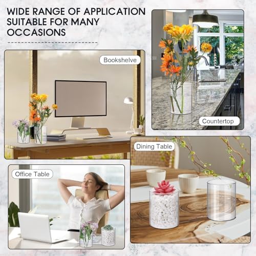 Vesici 20 Pcs Plastic Cylinder Vase 4 Inch