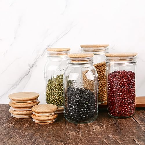 DingCo Mason Jar Lids - 8PCS Reusable Wide Mouth Wood Lids