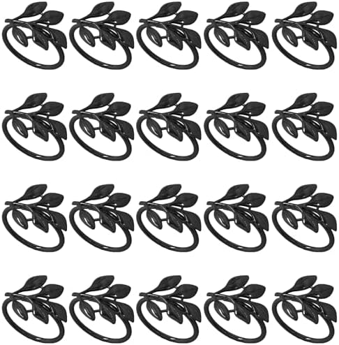 Uenhoy Leaf Napkin Rings Set of 20 Black Napkin Holders