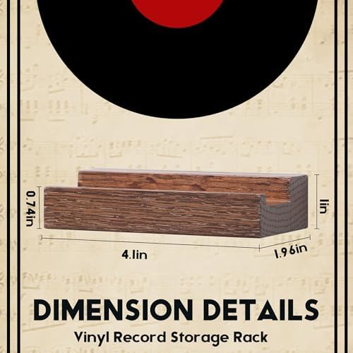 Wood Vinyl Record Shelf Wall Mount 6 Light Walnut