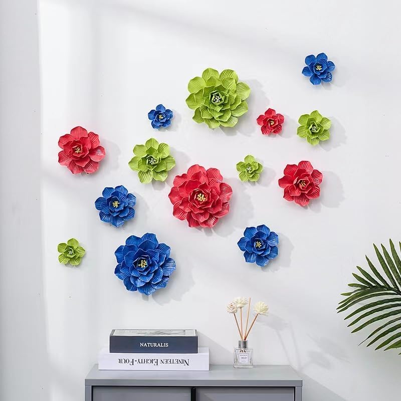 3D Ceramic Flower Wall Art Sculpture - Modern Home Decor