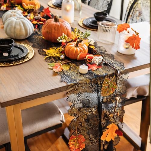 12 Pcs Black Lace Table Runners Rustic Wedding Decor