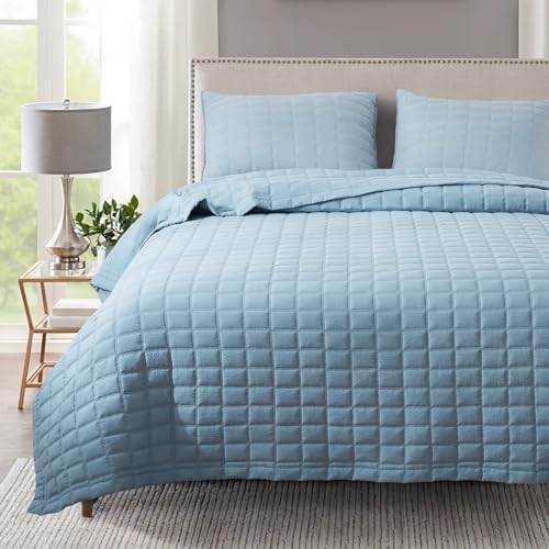 KASENTEX Quilt Set with Shams Ultra Soft Lightweight Stone-Washed Detailed Stitching