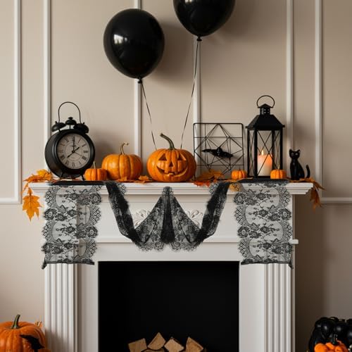 12 Pcs Black Lace Table Runners Rustic Wedding Decor