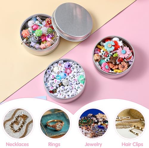 48 Pcs Aluminum Round Cans with Screw Top Lids