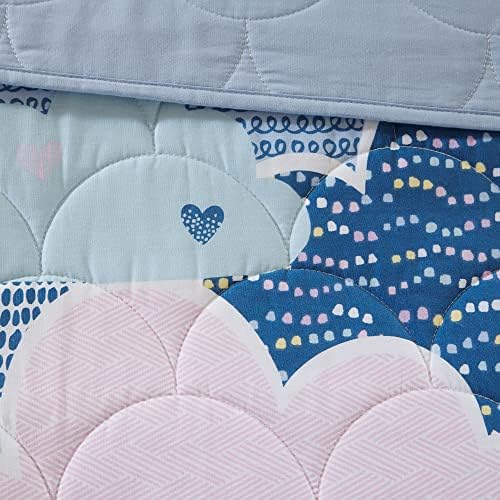 Reversible Cotton Quilt Set for Kids - 5 Piece Cloud Blue
