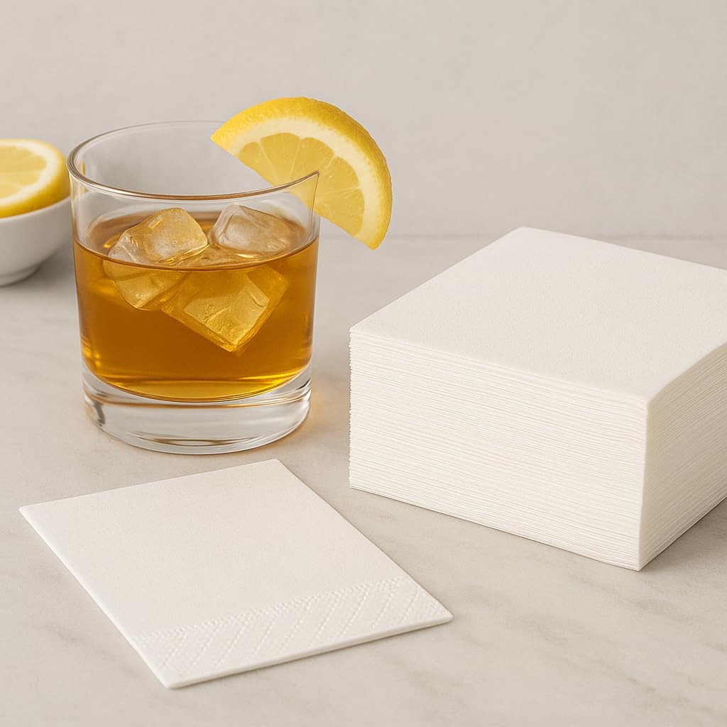 White Cocktail Napkins 200 Count 2-Ply Soft Absorbent