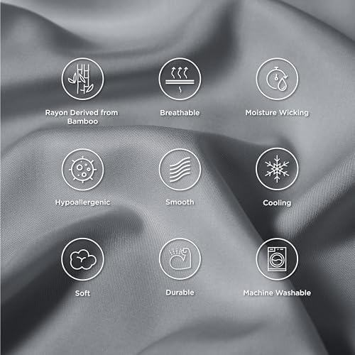 Bedsure Queen Pillow Cases Set of 2 Cool Bamboo Fabric