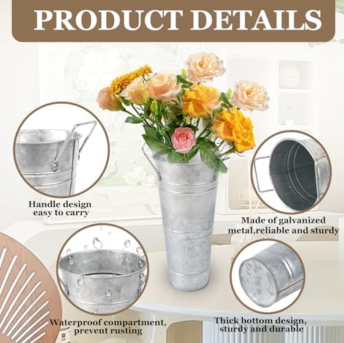 8pcs 10 Inch Silver Galvanized Flower Bucket Set
