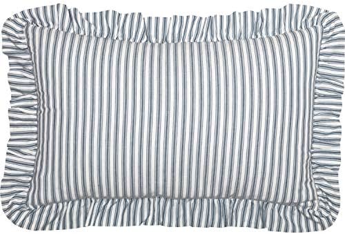 VHC Brands Blue Denim Ticking Striped Farmhouse Pillow 14x22