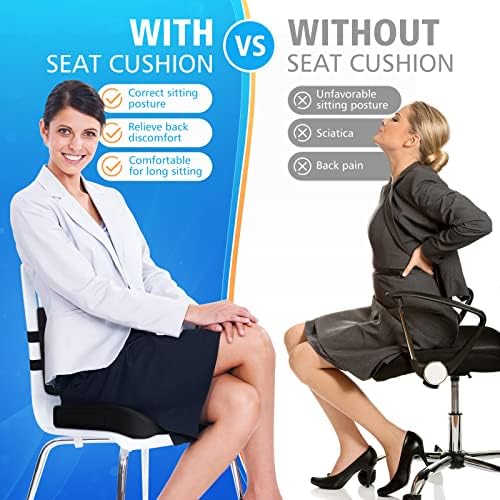 CushZone Seat Cushion with Lumbar Support and Adjustable Strap - Black