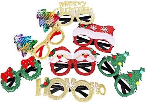 Max Fun 12Pcs Christmas Glitter Party Glasses Frames