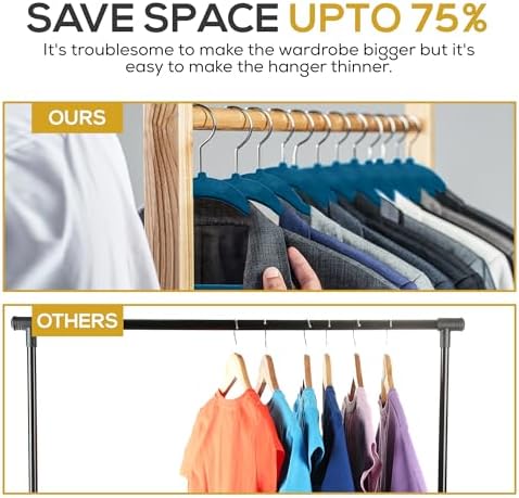 TechZoo Premium Velvet Hangers 50 Pack Blue