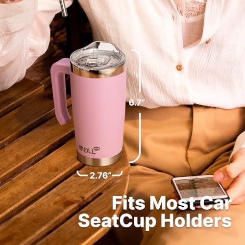 20 oz Travel Coffee Mug with Handle and Leakproof Lid
