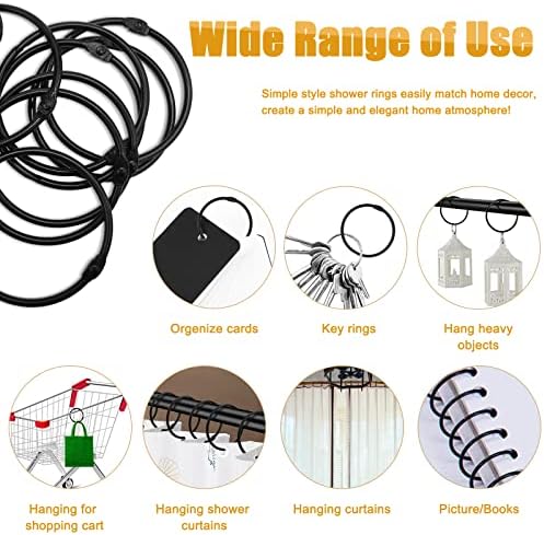 Shower Curtain Hooks Rings 24 Pcs Rustproof Metal for Curtain