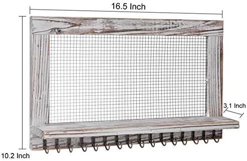 canwedance Rustic Wood Jewelry Organizer with 16 Hooks and 1 Pole