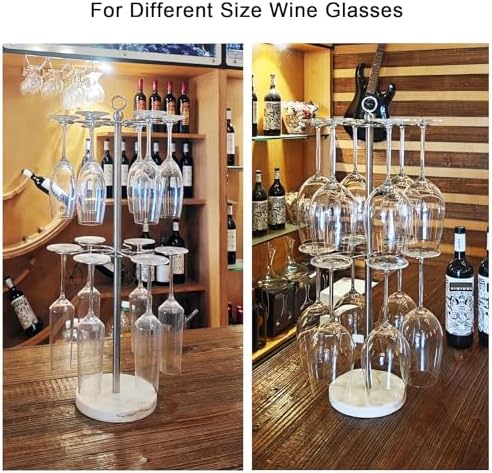 GZILA Countertop Wine Glass Holder with 12 Slots and Marble Base